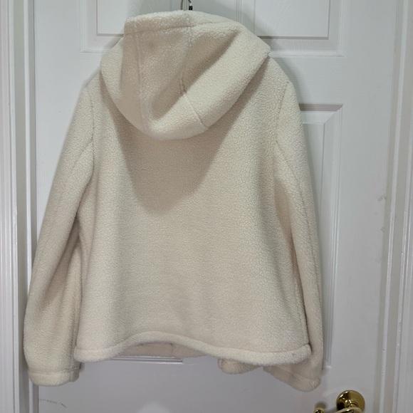 NWT Boden Elgin Borg Hooded Cream Brown Zip Toggle Duffel Coat sz 14 - Picture 9 of 15